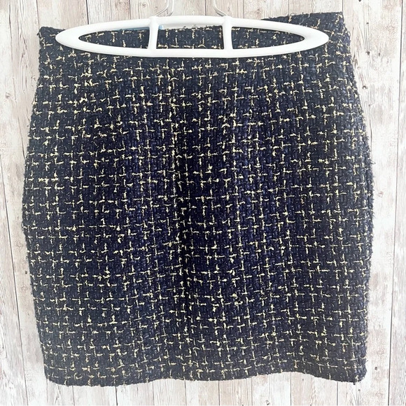Luna Navy and Gold Tweed Mini Skirt - Picture 4 of 6